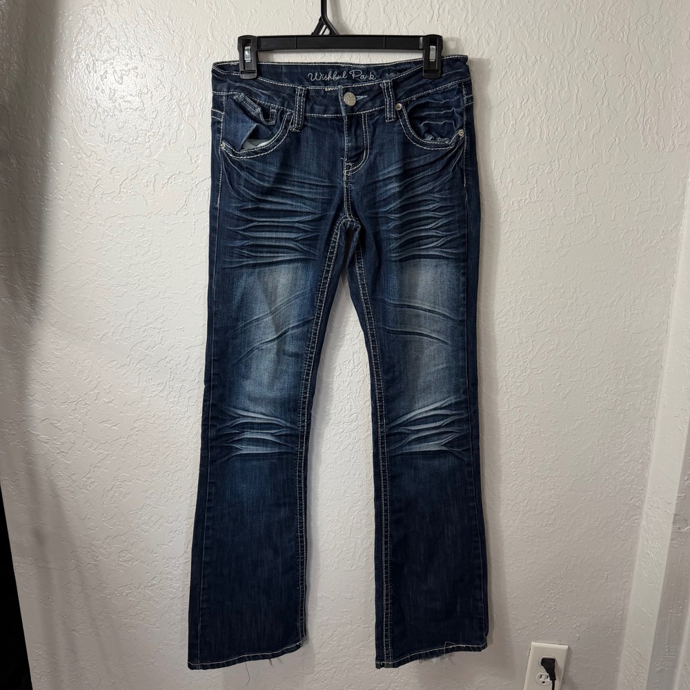 Wishful Park Bella Bootcut Jeans Dark Wash Whiskered Stretch Denim Size 7R